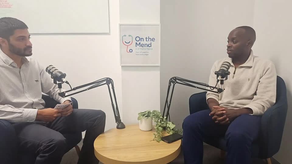 Recording an episode of On The Mend in the studio