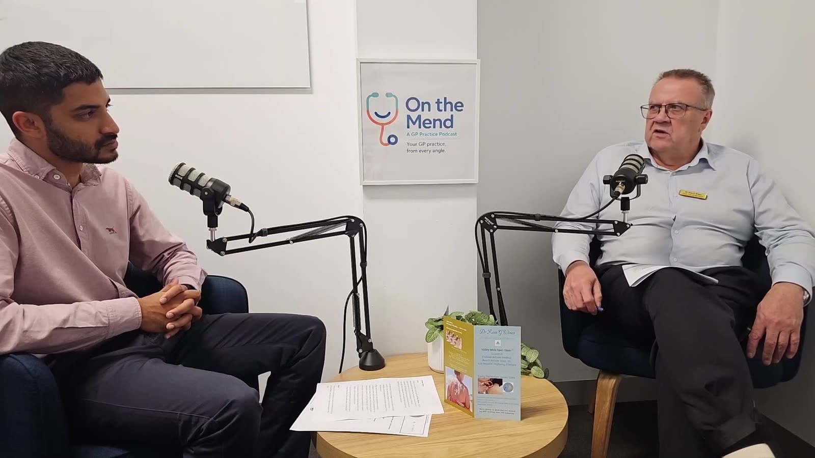 On The Mend podcast recording in the studio